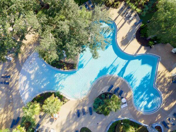 aerial view of sparkling pool in gainesville